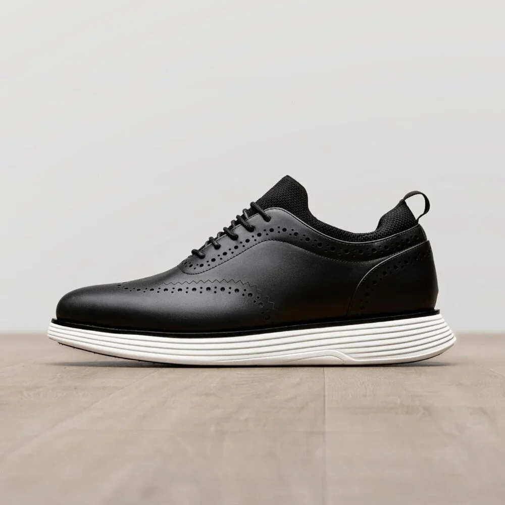 Men's Black Leather Classic Business Formal Casual Wingtip Dress Oxford Shoes